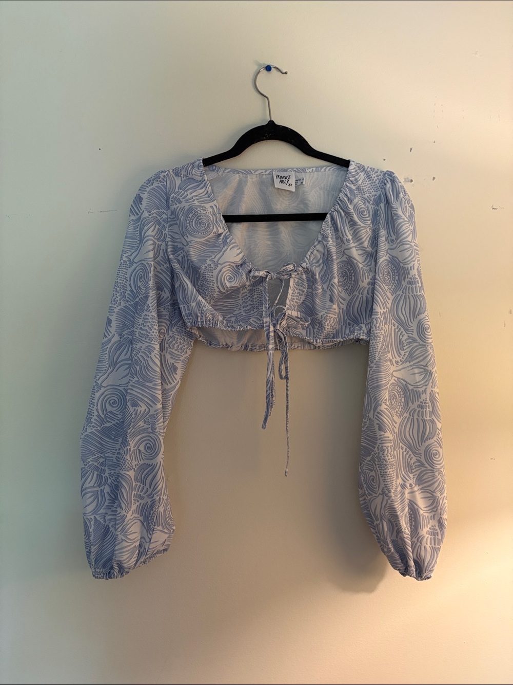 Princess Polly Lavender Swirl Cropped Tie-Front Top